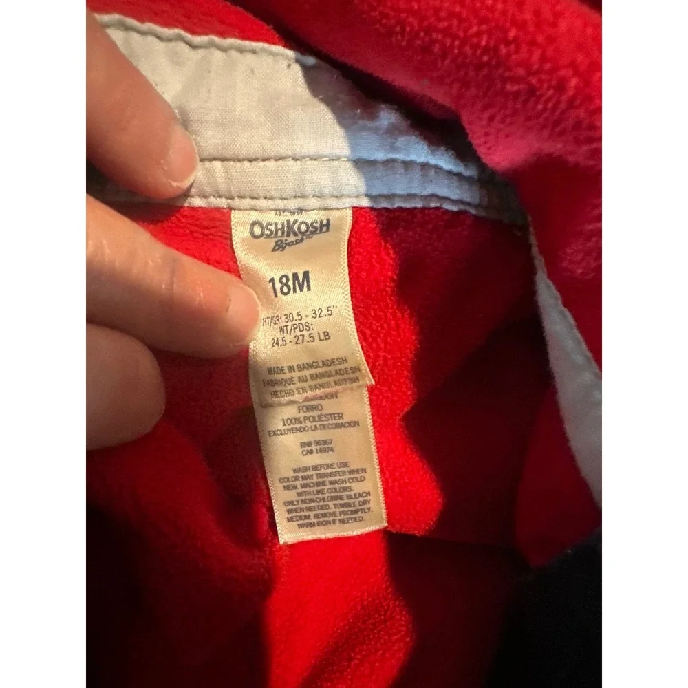 OshKosh B'gosh Baby Boys Denim Overalls 18 Months‎ Red Lined